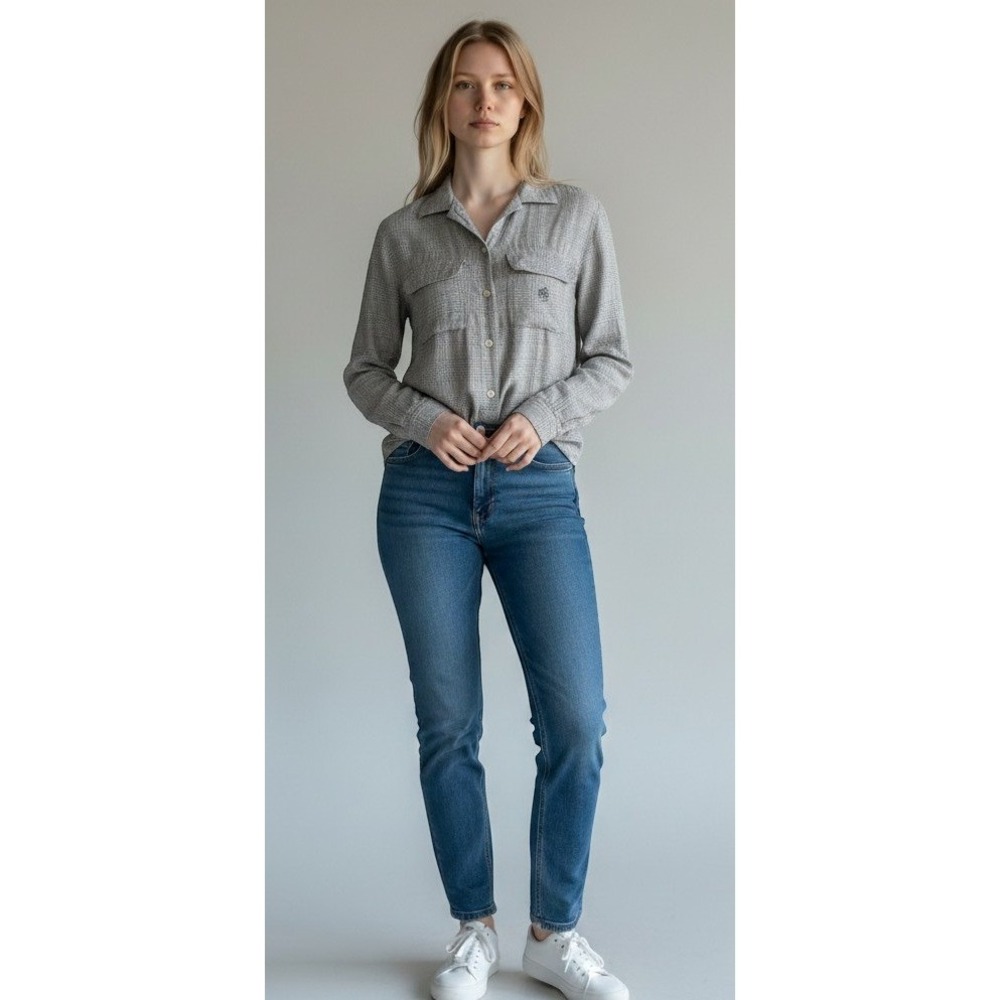 Lauren Ralph‎ Lauren Women's Glen Plaid Button Down Long Sleeve Rayon Size 10